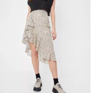 Abstract Asymmetric Ruffle Midi Skirt- Size 10